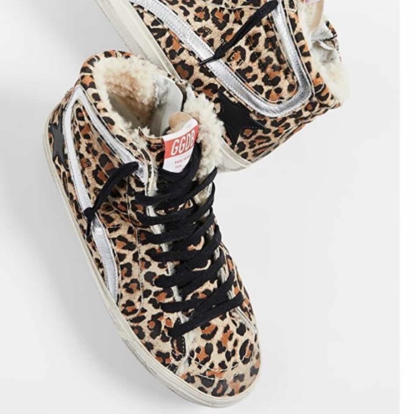 GOLDEN GOOSE SHOPBOP LEOPARD SHERPA SLIDE SNEAKERS EUC SIZE 39 - Picture 6 of 12